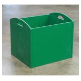 Wooden storage tote w/ handles, 16" x 13.5" x 12"