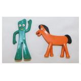 Vintage Gumby toy, 3" tall & Pokey Pony