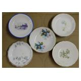 12 antique floral porcelain butter pats