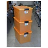 3 Sterilite 64 qt. storage totes w/ lids