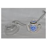 Porcelain teapot trinket box, 3.5" tall -