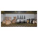 Garden yard art statues: 3 foxes w/ kits, 9" tall