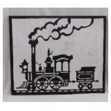 Cast iron railroad train steam engine sign,