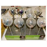 9 crackle glass solar path light stakes, 11.5"