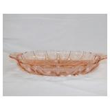 Pink Depression glass: 2 divided relish trays -