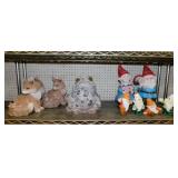Garden yard art statues: 3 foxes w/ kits, 9" tall