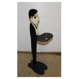 Folk art wooden butler smoking stand server,