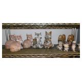 Garden yard art statues: 3 foxes w/ kits, 9" tall