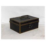 Antique metal document box, 9.5" x 6.5" x 4.5"