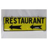 Wood & acrylic Restaurant directional arrow sign,