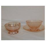 Pink Depression glass: 8 sherbets -