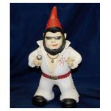 Ceramic Elvis Presley garden gnome, 13" tall -