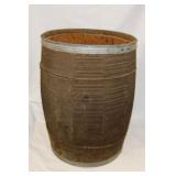 Vintage wooden barrel crate, 12.5" diameter x 18"