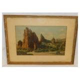 Colorado Garden of the Gods print, matted & framed