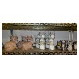 Garden yard art statues: 3 foxes w/ kits, 9" tall