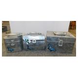 3 galvanized Caboodles Cosmetics cases
