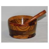 Hand crafted wood mortar & pestle, 5" diameter -