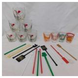 6 Mid Century Libbey fox hunt cocktail glasses -