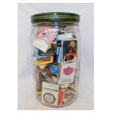 Jar of vintage advertising matches