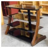 Tempered black glass 4 shelf shelving display