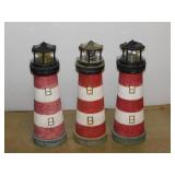 3 solar yard art lighthouse statues, 18" tall