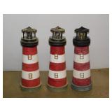 3 solar yard art lighthouse statues, 18" tall