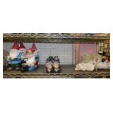 Garden yard art statues: 4 gnomes, 13" tall -