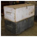 2 wooden foot locker trunks, 32" x 16" x 13"