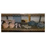 Garden yard art statues: 2 foxes w/ kits, 9" tall