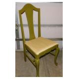 Vintage Queen Anne style olive green upholstered
