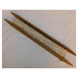 Antique weaving loom shuttle w/ twine rope -