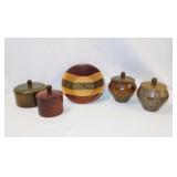 Hand turned wooden Treenware jars w/ lids