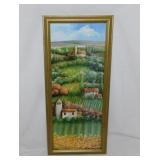 Vertical Tuscan view landscape print in frame