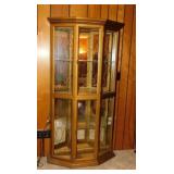 Vintage lighted curio cabinet w/ mirror back &