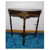 Antique walnut half moon demilune console table,