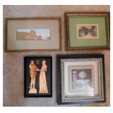 Antique carved wood 3D diorama, professionally