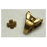 10K yellow gold 4H service pin & scrap gold ring,