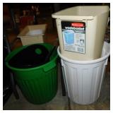 4 plastic trash can bins: Rubbermaid & more