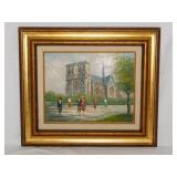 Original Notre Dame Paris France street scene oil