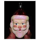 2 boxes vintage Christmas tree ornaments: Santa