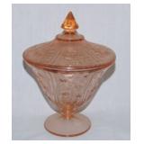 Pink Depression Sharon Cabbage Rose glass candy