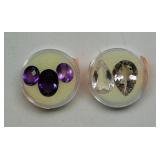 3 purple & 2 white amethyst gemstones