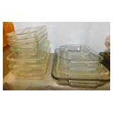 7 Pyrex glass baking dishes plus Anchor Hocking &