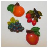 4 vintage fruit chalkware wall plaques -