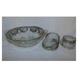 Sterling silver overlay oval relish tray - Open