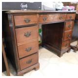 Antique walnut 7 drawer office desk,