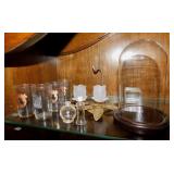 Pair of vintage brass & frosted glass rose candle
