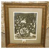 1914 funeral & memorial photo in carved walnut