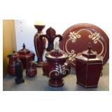 Vintage Redware pottery: Urns - Plate -