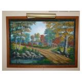 Original rustic landscape oil painting on board by
